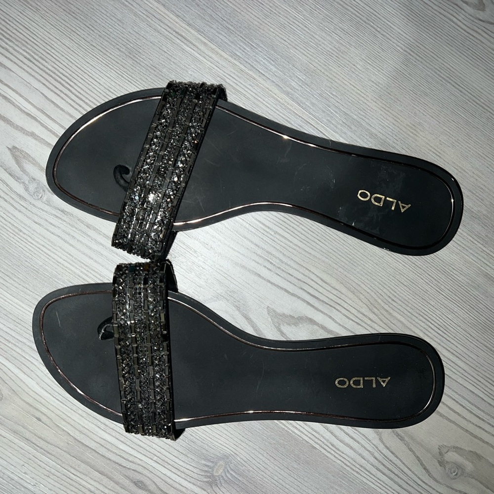 Aldo black sequins sandals